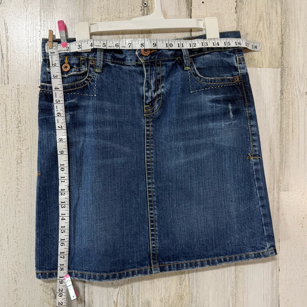 Vintage Old Navy Embroidered Denim Blue Mini Skirt - Picture 4 of 9